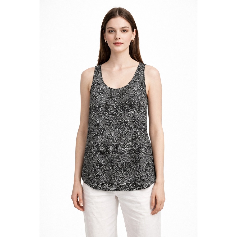 Old Navy‎ Womens XXL Black White Dot Chiffon Scoop Neck Tank Top S/967576-05